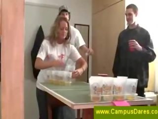 Naughty beer drinking game at campus