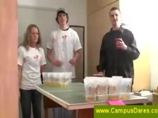 Naughty beer drinking game at campus