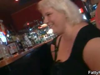 Crazy plump chicks have fun in the bar