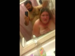 BBW having adult clip video in the bathroom